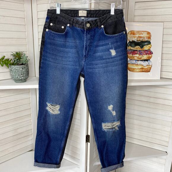 French Connection indi mash up two tone boyfriend jeans - Picture 3 of 7